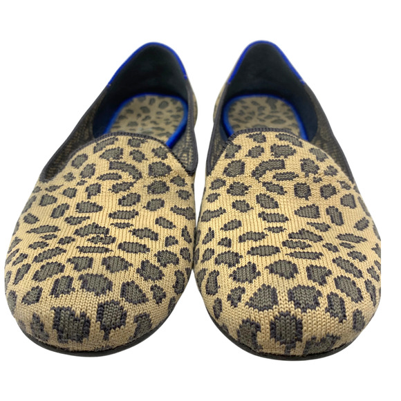 Rothy’s The Loafer Leopard Print Flats Blue Trim Accent Sz 8 Smoking Slippers - Picture 5 of 11
